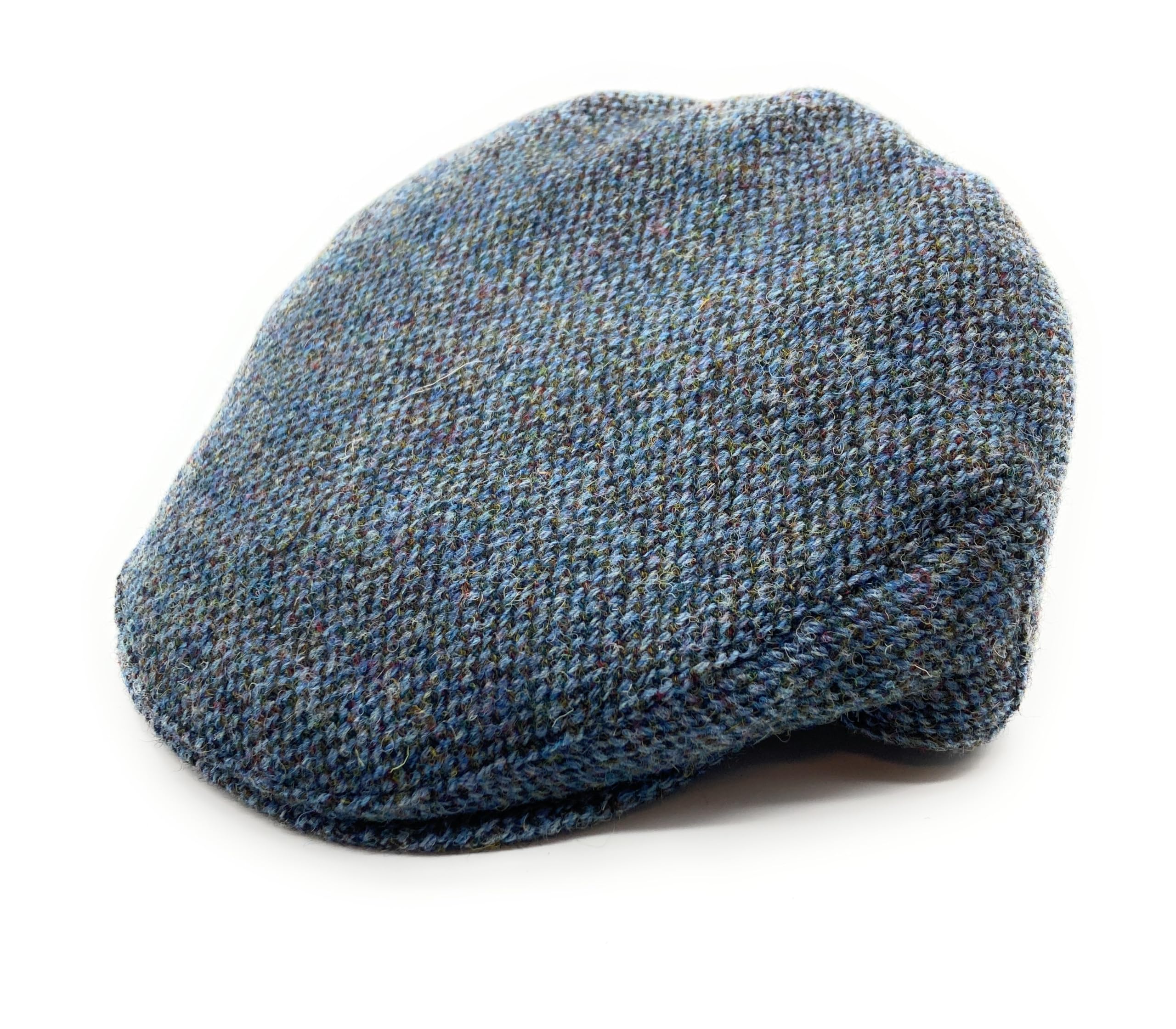 Harris Tweed County Flat Cap, Authentic Scottish Made, Men's (UK, Alpha, M, Blue Fleck)