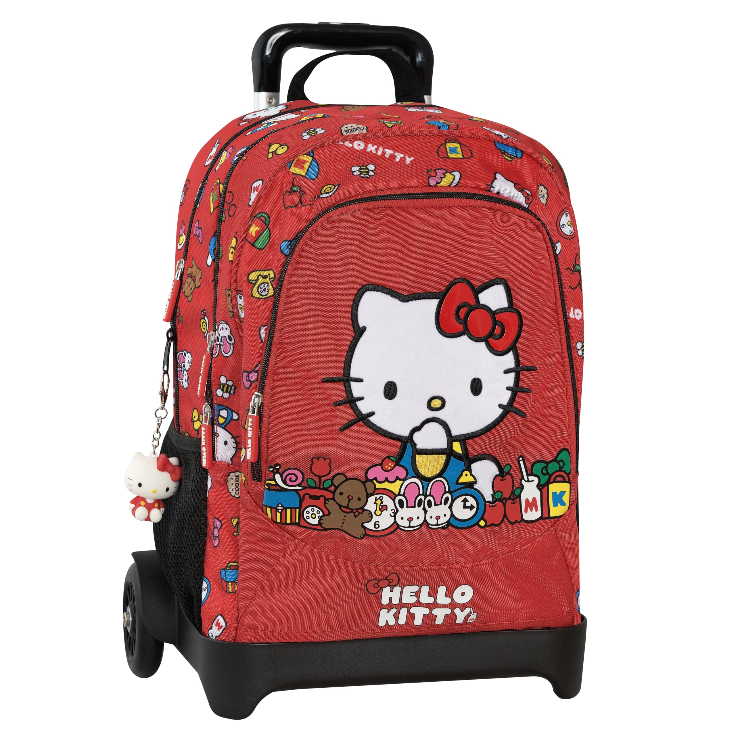 HELLO KITTY - Zaino Scuola Trolley Ufficiale Hello Kitty, Maniglia Regolabile, Trolley Staccabile, Ruote Sostituibili, Spallacci Imbottiti e Regolabili, 2 Scomparti Principali, Tasca Frontale