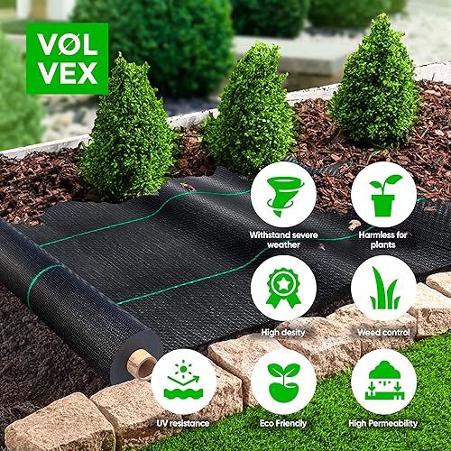 Miniatura 6 de Tela de barrera de malezas, membrana de cubierta de suelo de 6 x 100 pies, tapete de cama elevado tejido duradero de 3 onzas, mantillo negro,