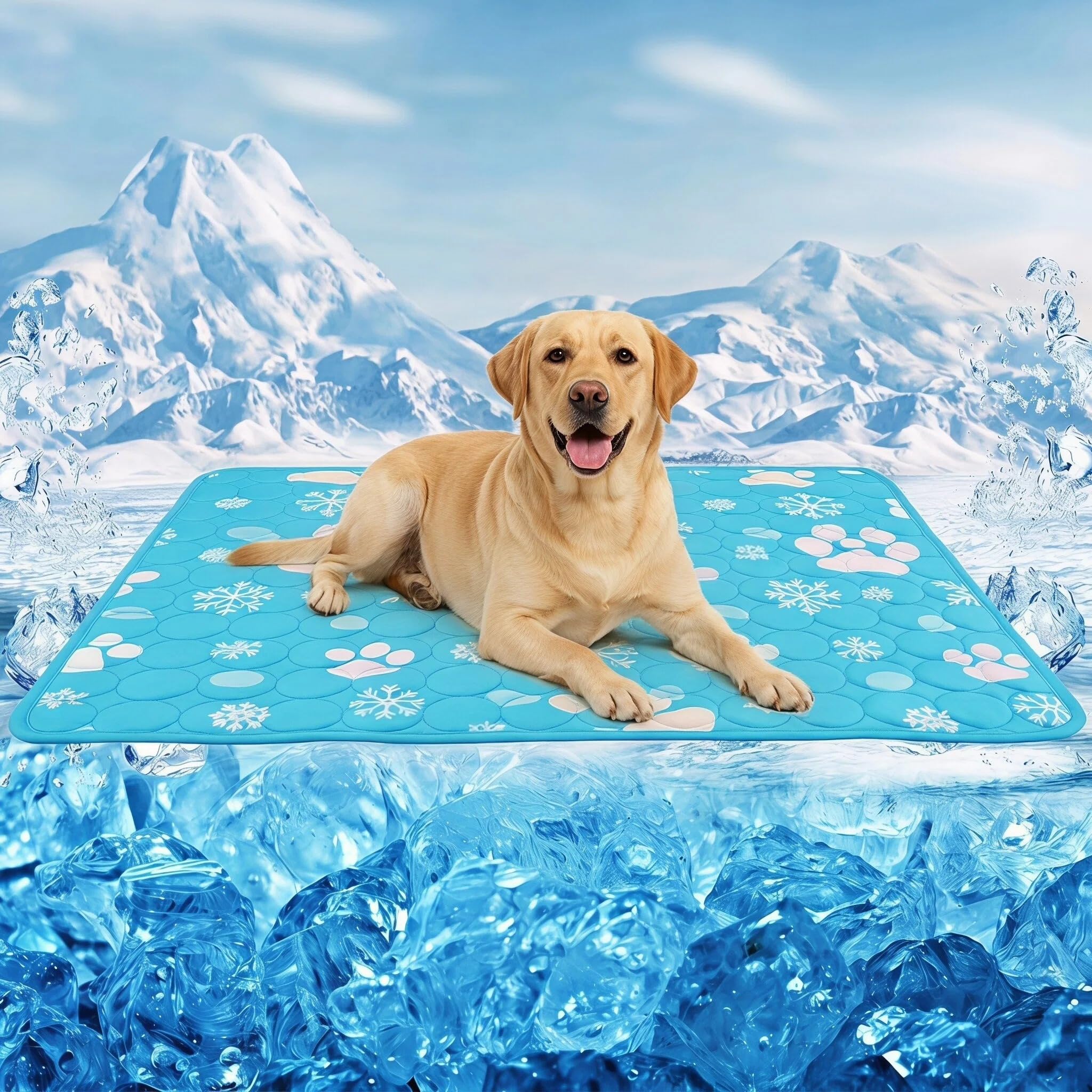 Nerciony Dog Cooling Mat,Ice Silk Pet Cooling Blanket for Dogs and Cats(L)