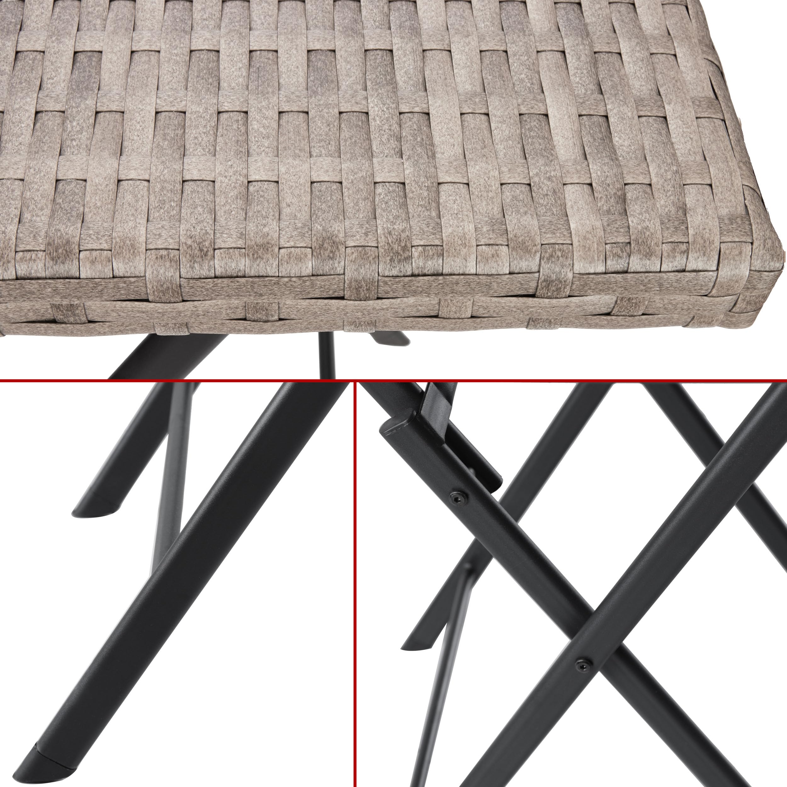 BRUBAKER Balkonset Toskana mit Tisch und 4 Stühlen - Wetterfest klappbar und platzsparend - Polyrattan Balkonmöbel Set - Sitzgruppe für Balkon Terrasse Garten - Bistroset Klappstühle Grau Braun