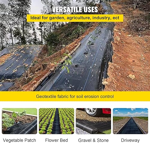 Miniatura 6 de Happybuy Tela Barrera contra Malezas para Paisajismo, 6 x 250 pies, 4.1 oz Cubierta de Suelo Tejida Premium, Material PP Resistente y Fácil