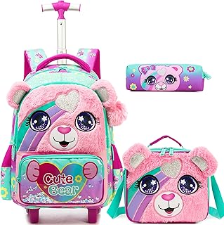 Meetbelify Kids Rolling Backpack with Wheels for Elementary Girls Boys Travel Luggage Carry on Backpack