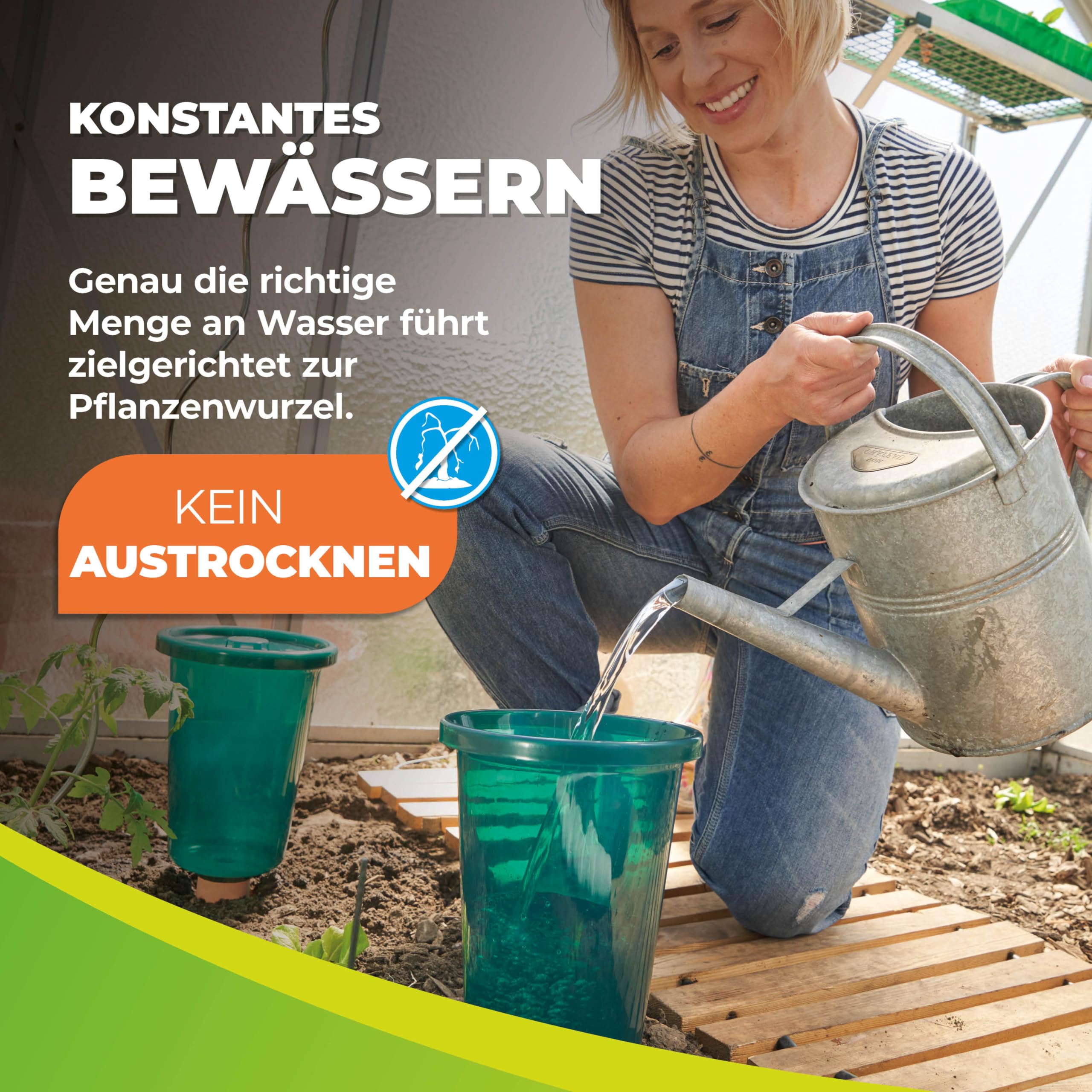 Bio Green 4er-Set Bewässerungssystem für Hochbeete Hydro Cup | konstante, gleichmäßige Wasserversorgung | verhindert Übergießen und Austrocknen | Set aus 4 Tonkegeln und 4 Becheraufsätzen | 2,5 Liter