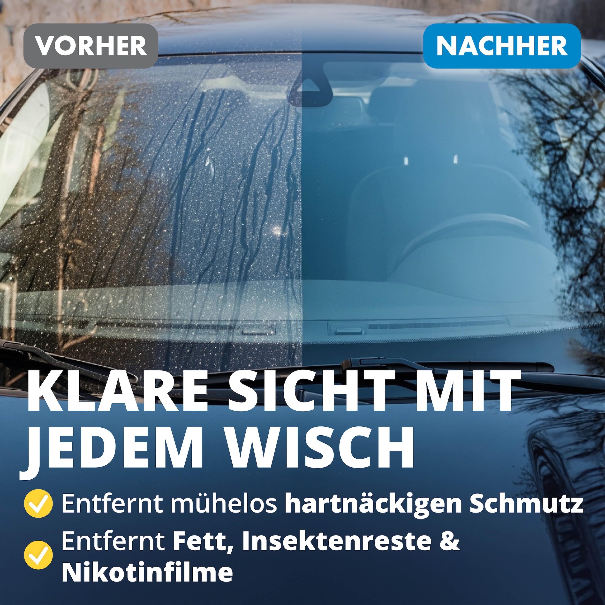 LICARGO Scheiben Set Pro Pads - 2x Glasreiniger Auto (750ml) - 1x Scheibenversiegelung Auto (250ml) - Scheibenreiniger Konzentrat 1:100 (250 ml) - 2x Glas & Scheiben Pads & Carbontücher
