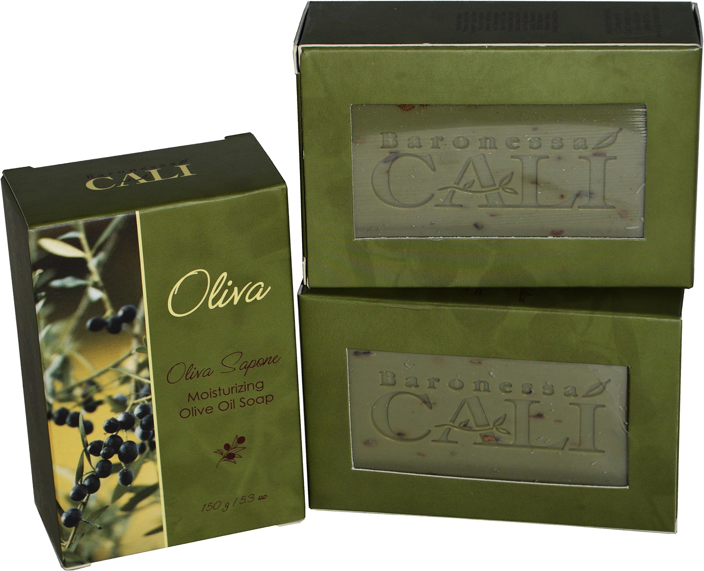 Oliva Green Sapone Moisturizing Olive Oil Soap - Classic Oliva Fragrance, Deep Moisturizing and Refreshing - 5.3 Ounce, Pack of 3