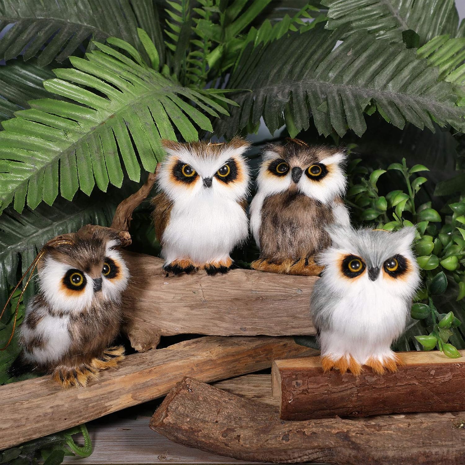 6 Pieces Mini Owl Plush Toy 3.2 Inch Plush Animal Christmas Hanging Ornaments for Christmas Tree Woodland Gray White Stuffed Animal Toy Soft Owl Doll Hanging Pendant Ornament