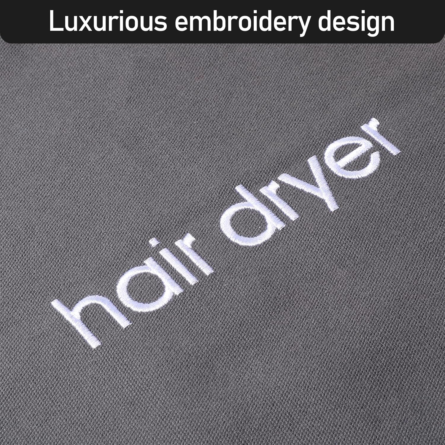 Mozeat Lens Hair Dryer Bags Drawstring Bag Container Hairdryer Bag Travel Container for Hair Tools, Use at Home, Gym, Hotels (Cotton,Grey) - Image 8