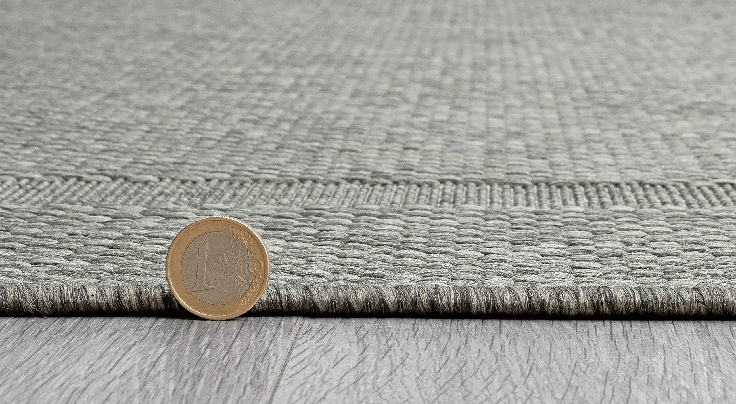 Mia´s Teppiche "Lara" Tapis Intérieur Et Extérieur Balcon Terrasse Tapis Cuisine, Toile Plate, 240x340 cm, Anthracite