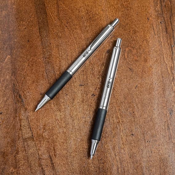 Zebra Pen STEEL G-402 Retractable Gel Pen - 0.5mm Fine Point - Smooth Black Ink - Rapid Dry Ink for No Smears or Smudges - Refillable Stainless Steel Writing Pen for Office, School - 1 Pack (49211)