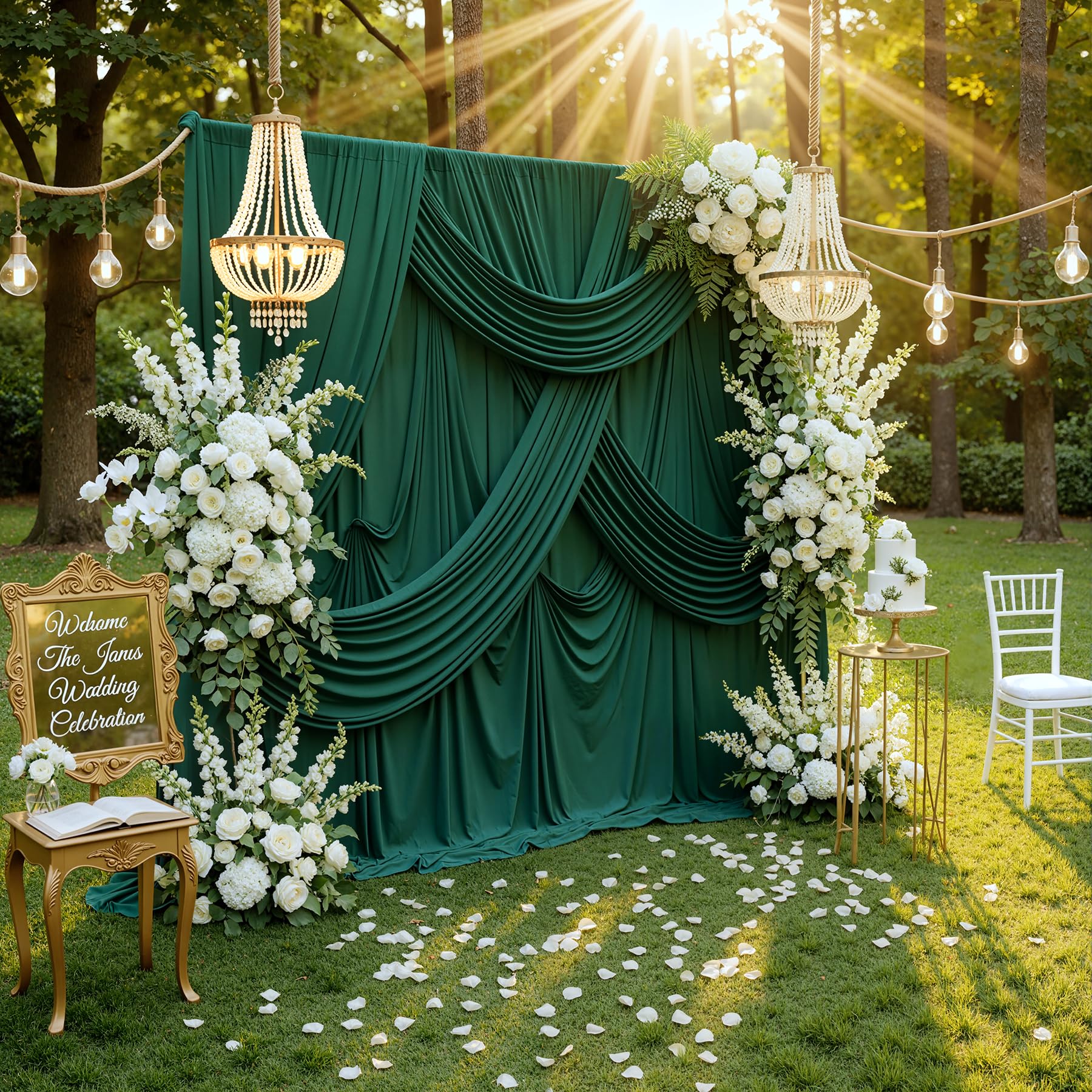 3 m x 3 m verde scuro sfondo senza pieghe tenda drappeggiato verde scuro sfondo pannelli sfondo fotografia sfondo per matrimonio compleanno baby shower party