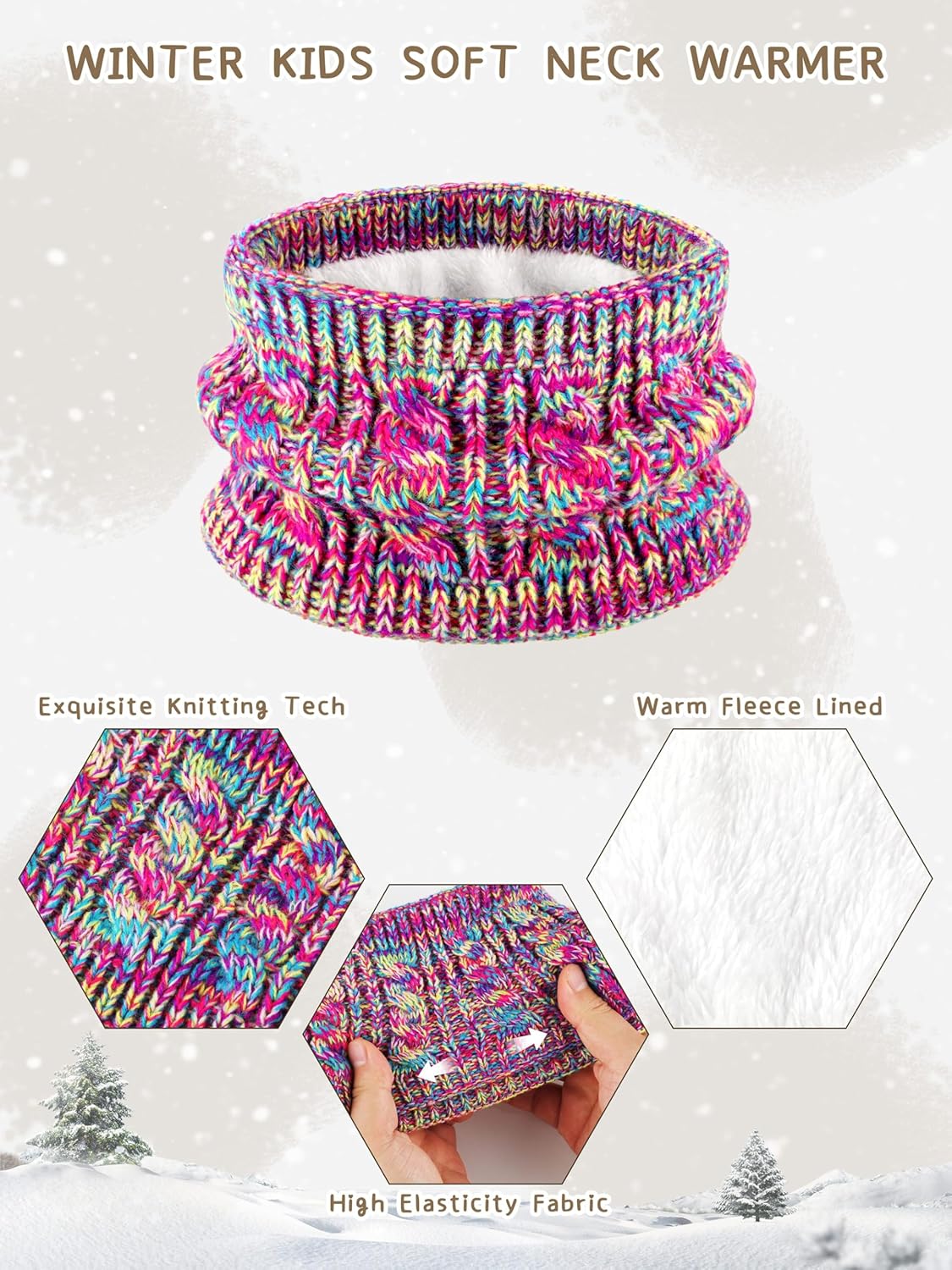 Kids Winter Hat Gloves Scarf Set Toddler Winter Beanie with Pom Knit Neck Warmer Fleece Lined Gloves for Boys Girls - Image 3