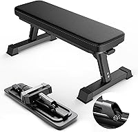 Finer Form Foldable Flat Weight Bench - 1000 LB Capacity Gym Quality for Home Workouts, Ab Exercises & Dumbbell Training