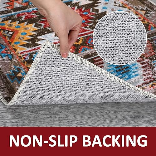 Miniatura 3 de Zacoo Alfombra de pasillo antideslizante de 2 x 6 pulgadas, con parte trasera de goma, lavables, alfombras geométricas que no se desprenden,