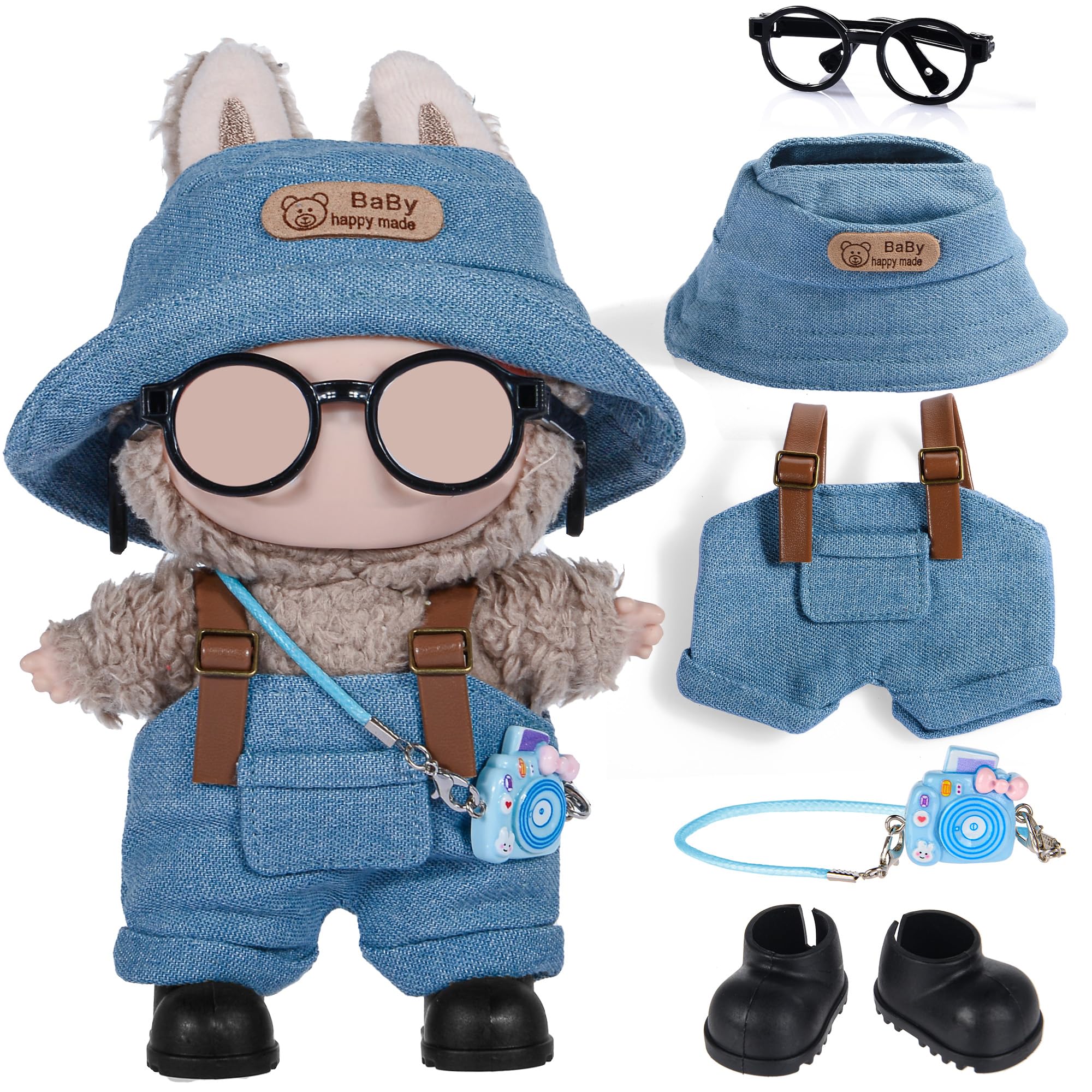 17cm Fashion Doll Clothes and Accessories Set Include: Hat, Overall, Shoes