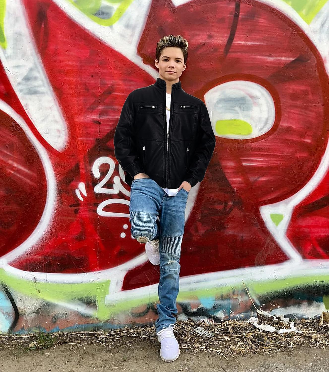 X RAY Teen Faux Leather Jacket for Fall & Winter (S - XL), Kids Outerwear Coat, Motorcycle PU Leather Jacket for Boys - Image 3