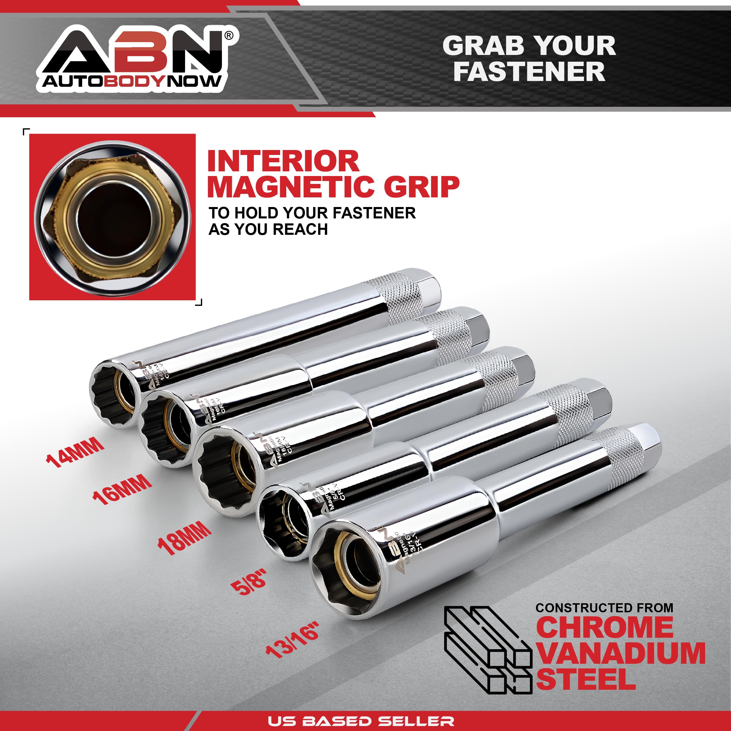 Snapklik.com : ABN Extra Deep Socket Set 5 Pieces - 3/8 Inch Drive ...