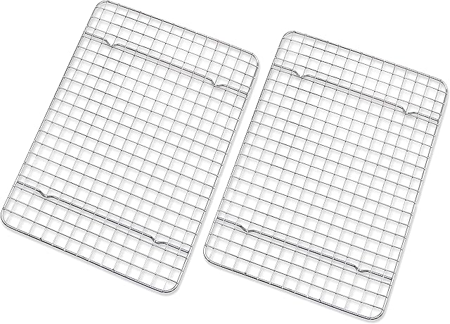 Checkered Chef Cooling Racks for Baking - Quarter Size - Stainless Steel Cooling Rack/Baking Rack Set of 2 - Oven Safe Wire Racks Fit Quarter Sheet