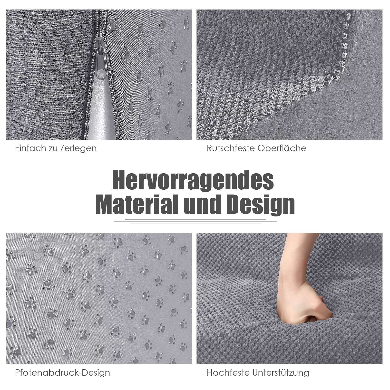 Myiosus Scaletta per Cani a 4 Gradini, Scala per Cani di Grossa Taglia, Superficie Antiscivolo, Lavabile per Cani Scale Rimovibile, per Letto & Divano, Invia 1 Rullo per Lanugine