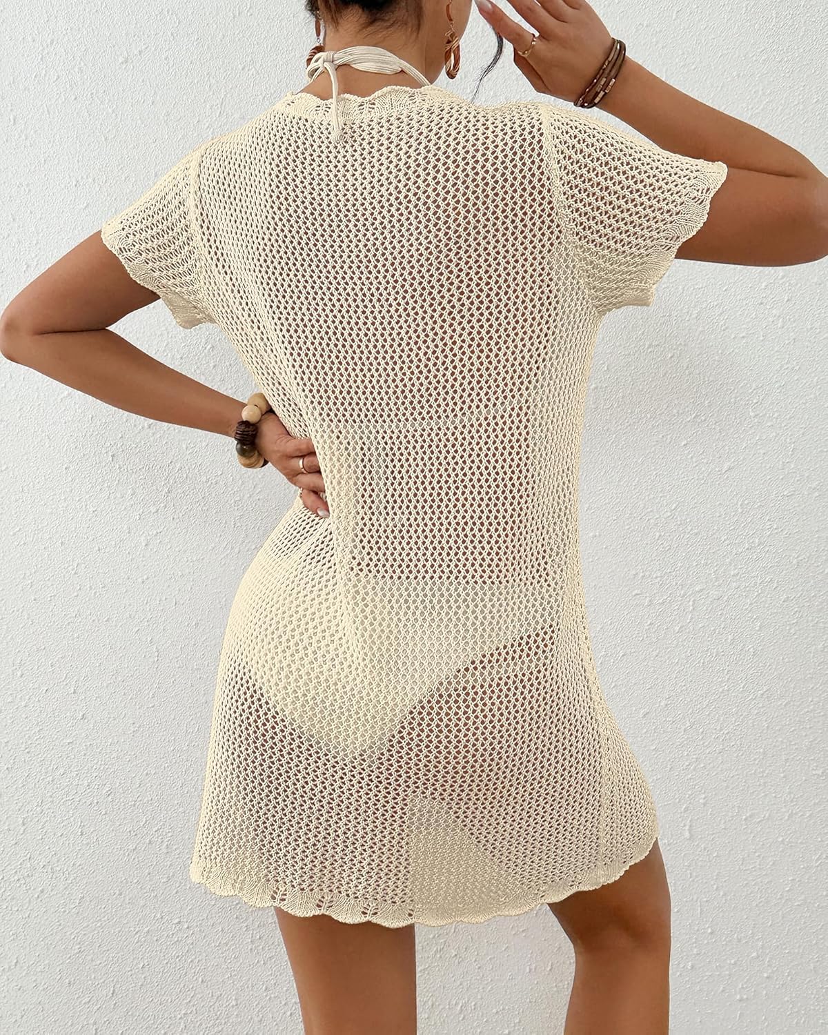 Bsubseach Women Swimsuit Coverup Crochet Bathing Suit Cover Up Swimwear Knit Beach Dress Vacation Outfits