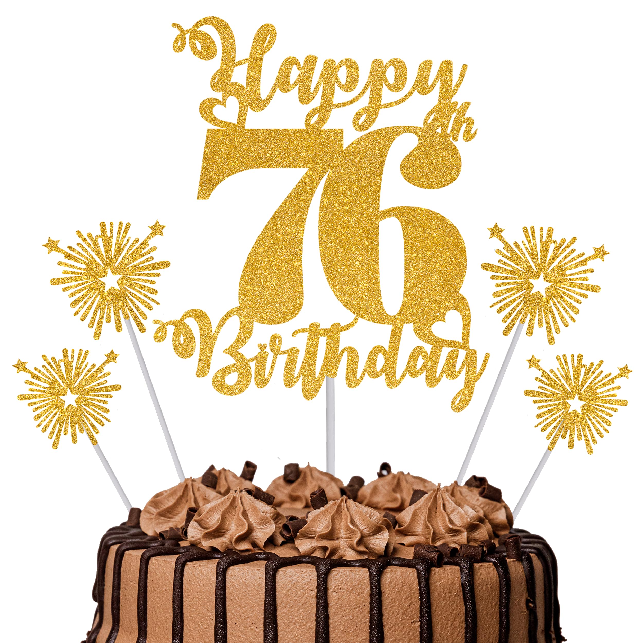 Gold Glitter 96th Birthday Cake Topper Set – 5 Piece Premium Glitter Birthday Decoration & Party Supplies for Men, Women & Kids – 96th Birthday — view 71