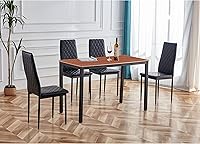 Vista 4 de IANIYA Silla de comedor para comedor, cocina, sillas de metal, sillas de comedor de cuero modernas, juego de 6 (negro)