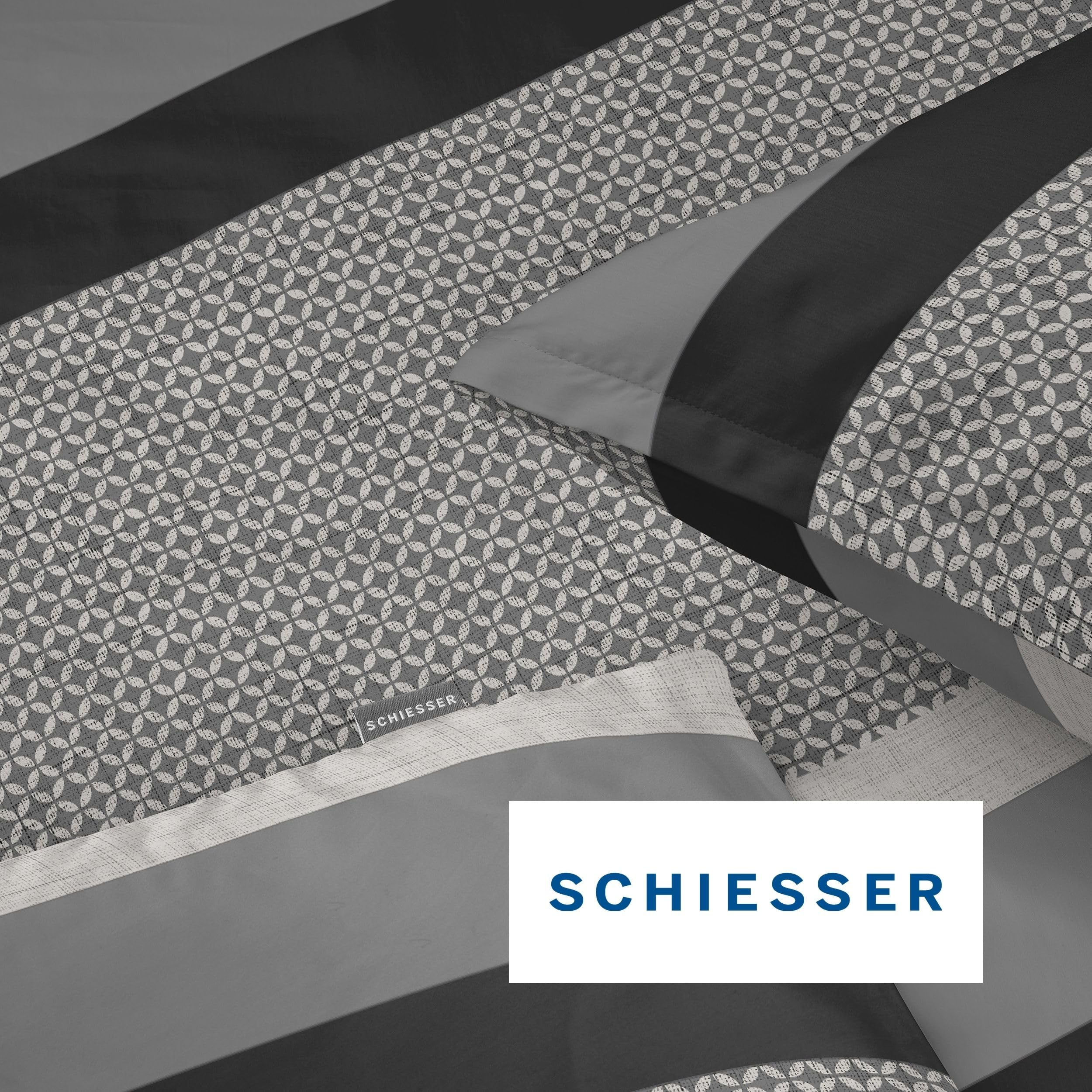 Schiesser Bettwäsche 135x200 cm | 100% Baumwolle | Grau | Gestreift