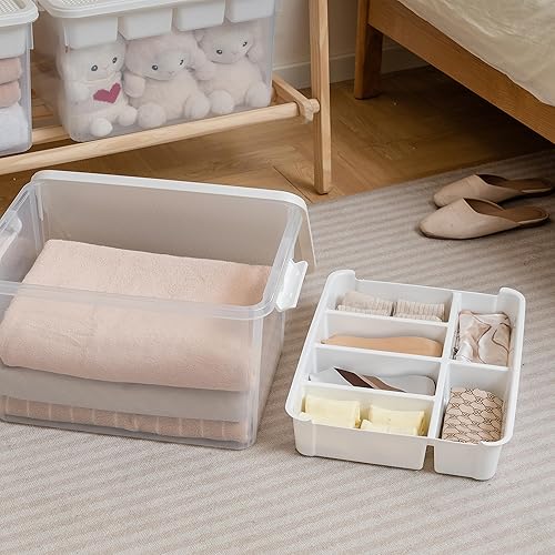 Miniatura 5 de Citylife - Almacenamiento apilable de 32 cuartos de galón con tapa de placa base de construcción y bandeja extraíble, caja de herramientas,