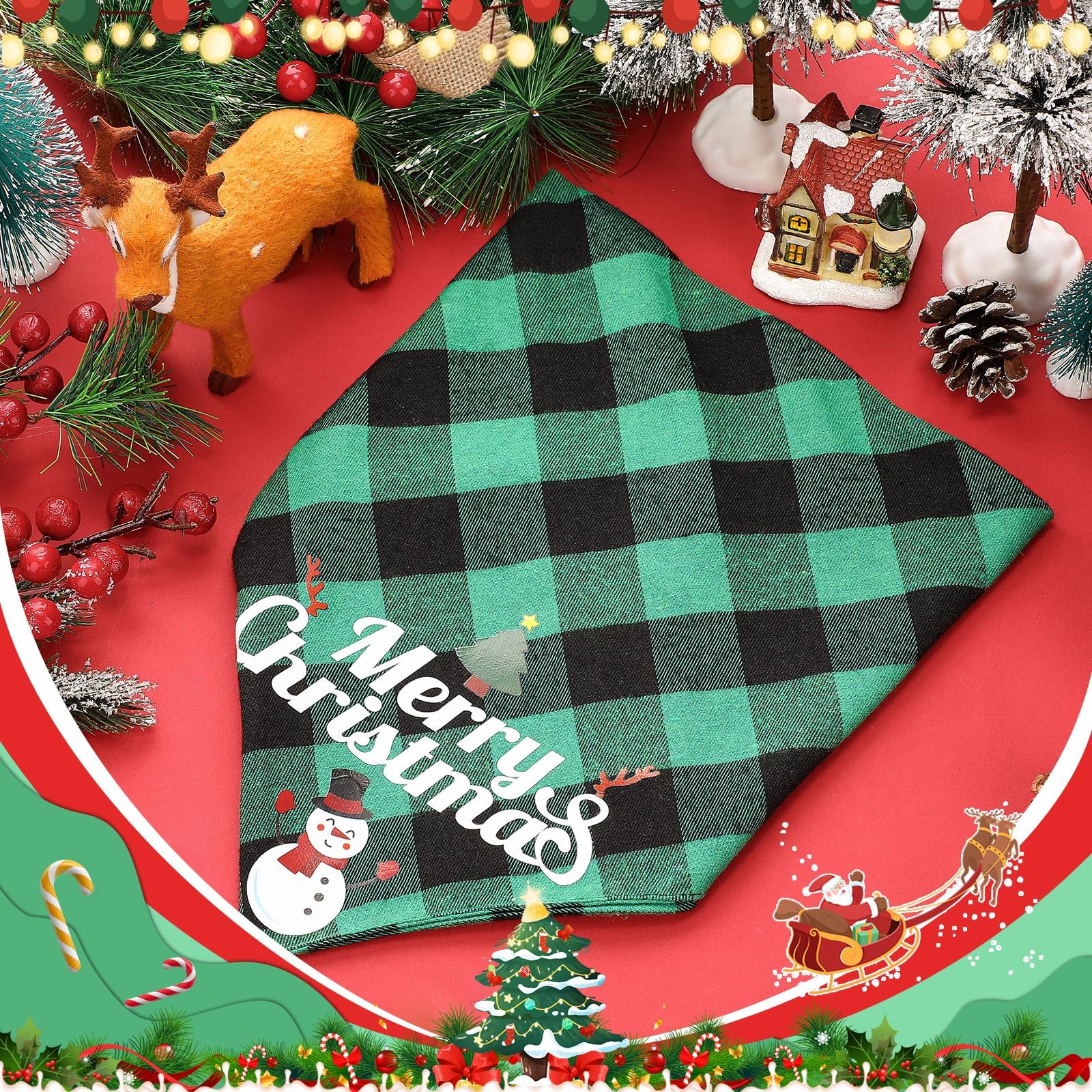 Weihnachts-Hundehalstücher – 2er Set Karo-Schals Für Hunde & Katzen | Verstellbar, Waschbar, Für Kleine Bis Große Haustiere
