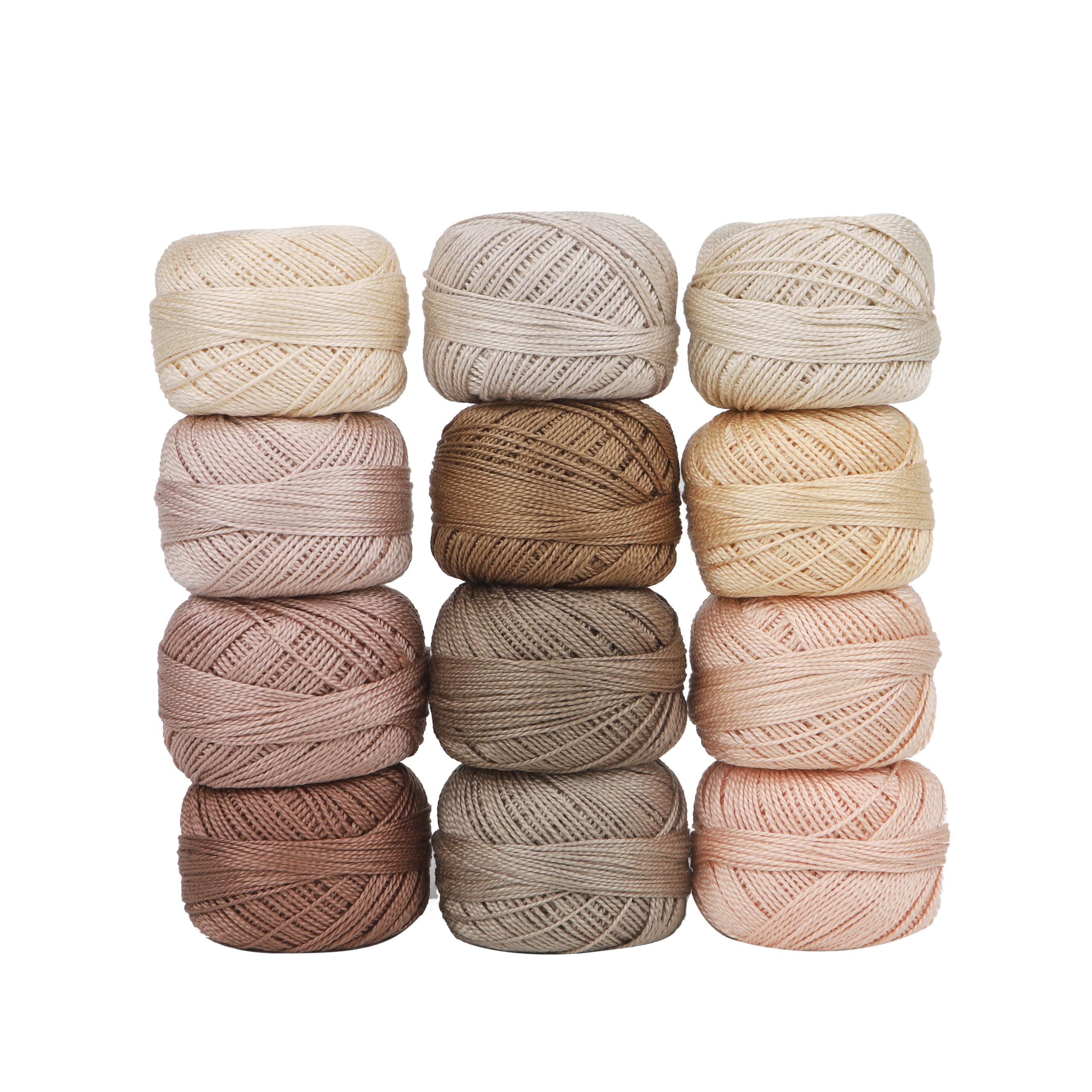 Size 8 Double Mercerized Egyptian Long Staple Cotton Pearl Thread 12 Gradient Colors per Box 5 Grams Ball Rainbow Color Embroidery Thread for Crochet Cross Stitch Hand Embroidery (12P)