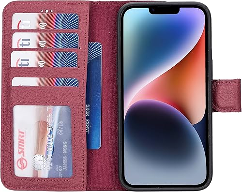 HARDISTON Funda tipo cartera de cuero genuino de alta calidad hecha a mano para iPhone 14, compatible con MagSafe, funda magnética desmontable con disponible en Yaxa Colombia