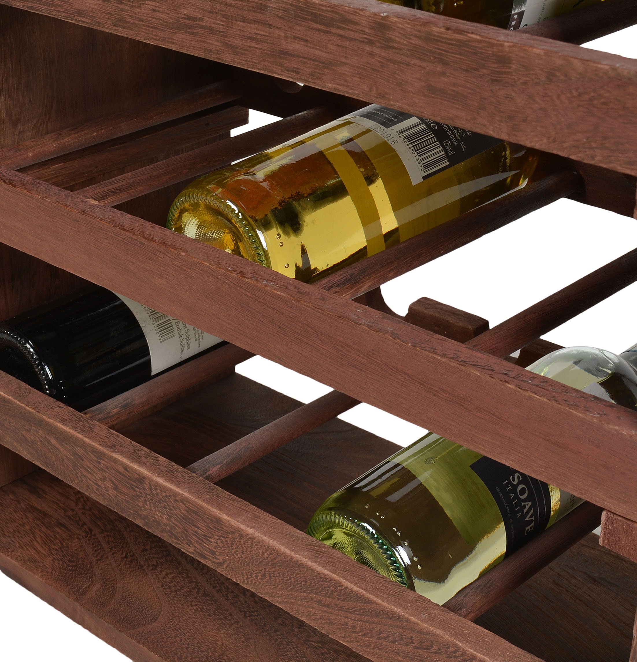 scaffalatura cubica per bottiglie di vino, impilabile, colore: marrone scuro, Legno, Dunkelbraun, Weinregal 3er