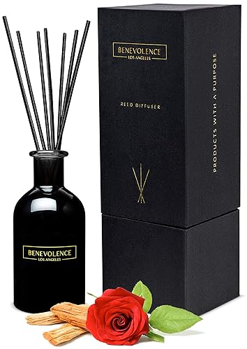 Benevolence LA Reed Diffusers for Home, Rose & Sandalwood Relaxing