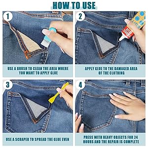 Fabric Glue Permanent, 40ml Liquid Stitch Fabric Glue for Clothing Permanent Washable, Patches, Denim, Leather, Polyester, Flannel, Cotton- it Waterproof (2 Pack 1.36oz)