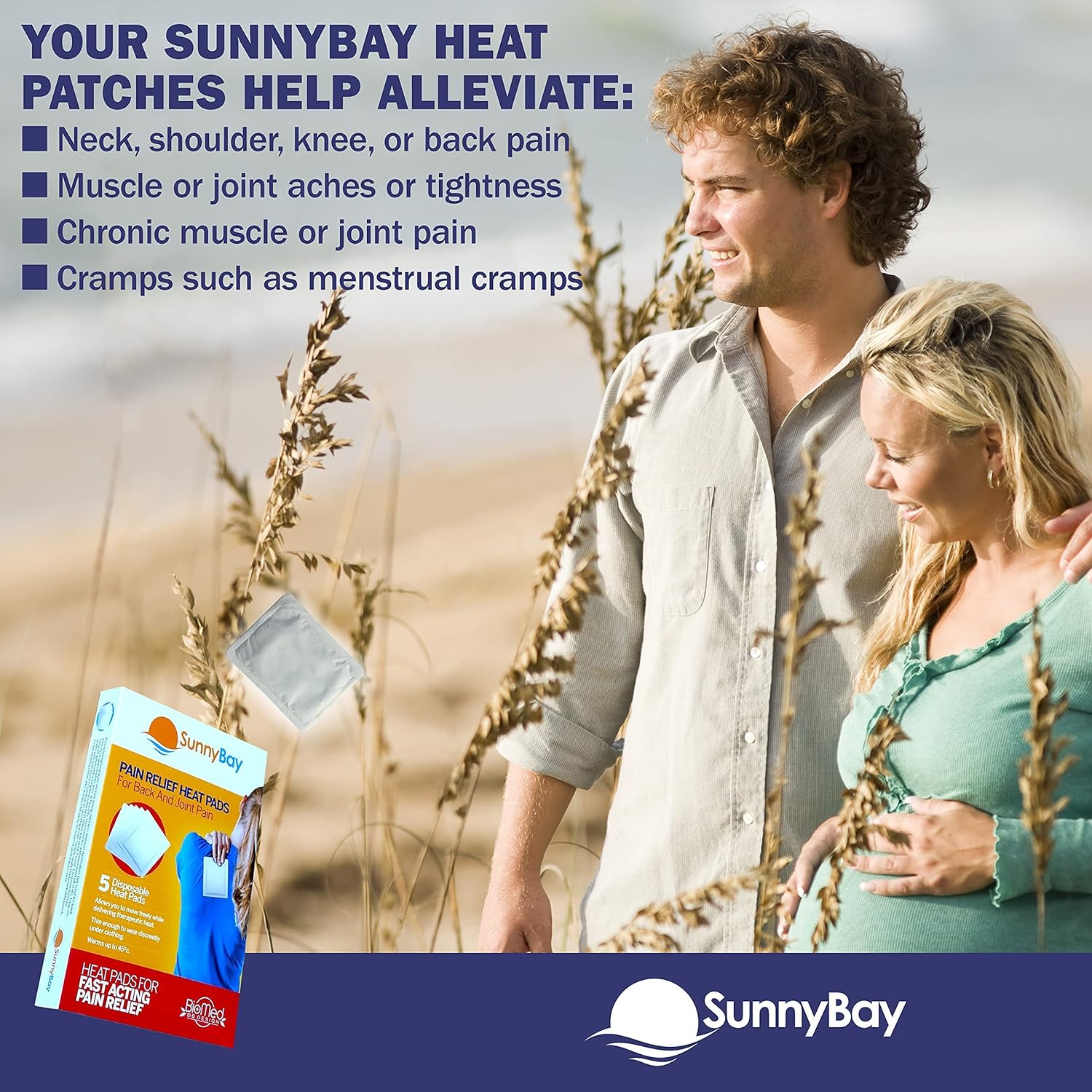 SunnyBay Heat Therapy Patches, Air-Activated, Adhesive Heating Pad for Shoulder, Neck, Back, Menstrual, & Knee Pain Relief (15 Count (Pack of 1), Adhesive) : Health & Household