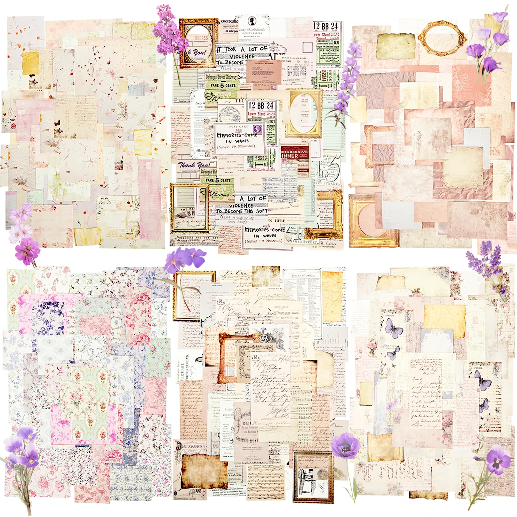 Scrapbook Paper Vintage Scrapbooking Supplies Kit for Junk Journal Aesthetic Decorative Paper Stickers Craft Kits (Vintage)