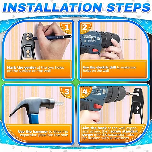 Miniatura 5 de LEGLO 6 ganchos de garaje resistentes  organizador de almacenamiento de pared de garaje ganchos negros para colgar herramientas de jardín