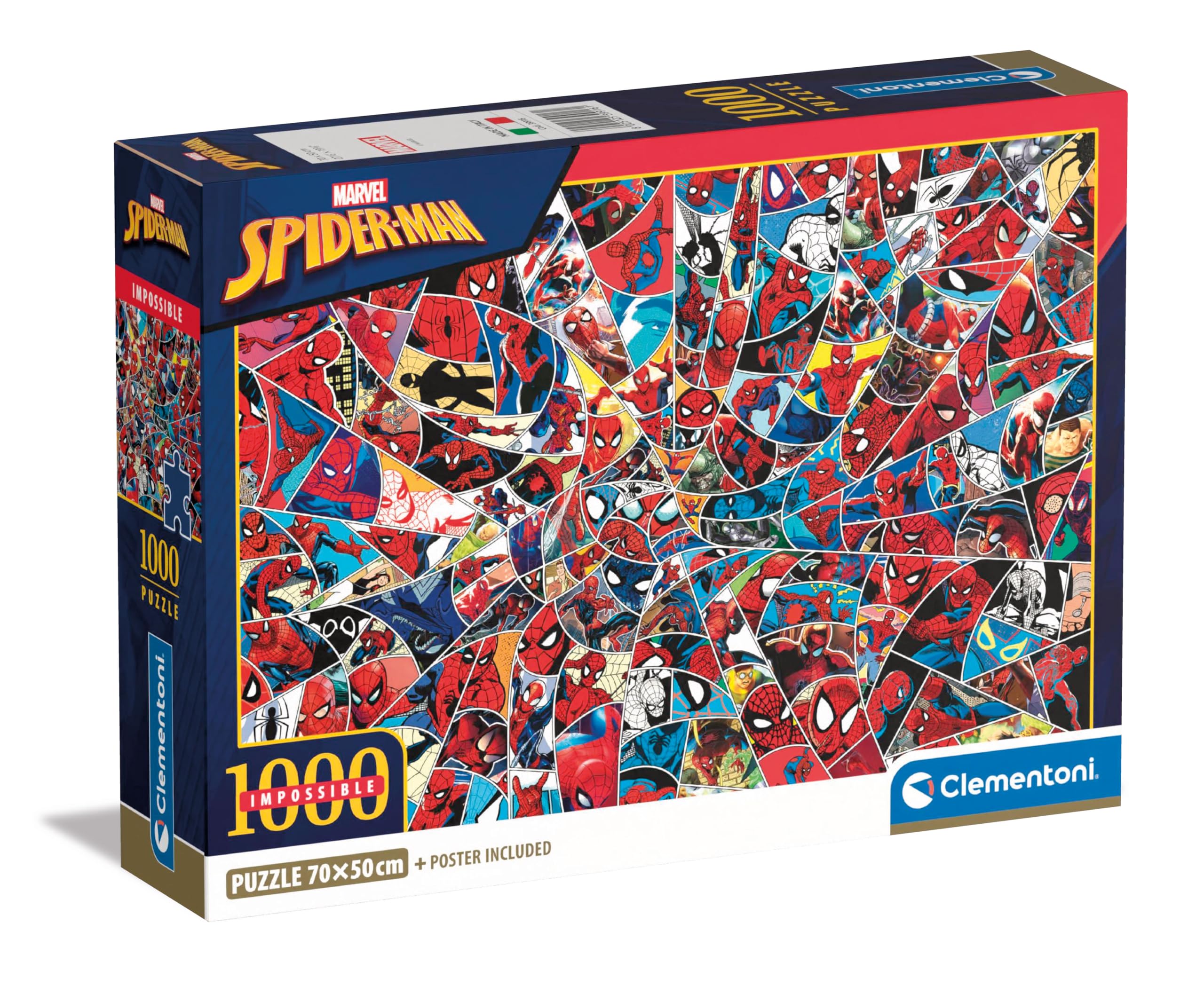 Clementoni Impossible Marvel Spiderman Puzzle, 1000 Pieces, Adult Jigsaw Puzzle, Poster Included, Marvel Puzzle