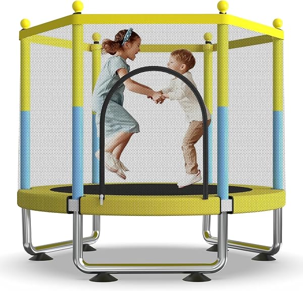 Trampoline d'extérieur pour enfants, de 150 cm, avec filet de sécurité, 150 kg, réglable, pour garçons et filles âgés de 3 à 8 ans - 1