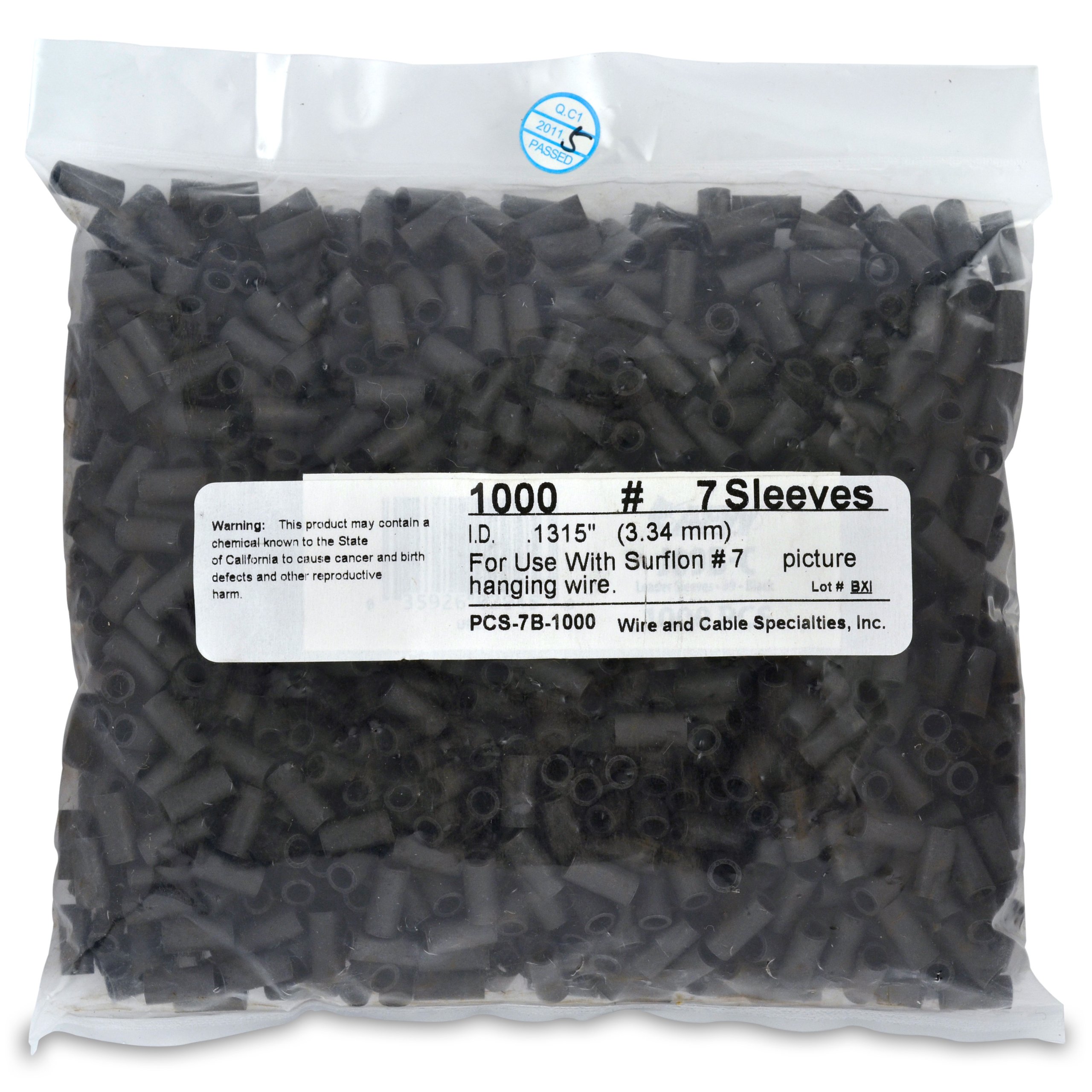 Surflon Size 7-1000-Piece Picture Wire Crimping Sleeves, Black