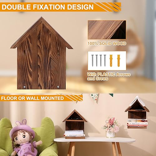 Miniatura 3 de Estantería flotante de madera para mesita de noche, soporte triangular, estantería simple de madera para dormitorio, mesita de noche, biblioteca,