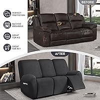 Vista 68 de Fundas para sillas reclinables con aspecto de cuero, funda elástica de 4 piezas, funda suave para silla reclinable, protector de muebles lavable