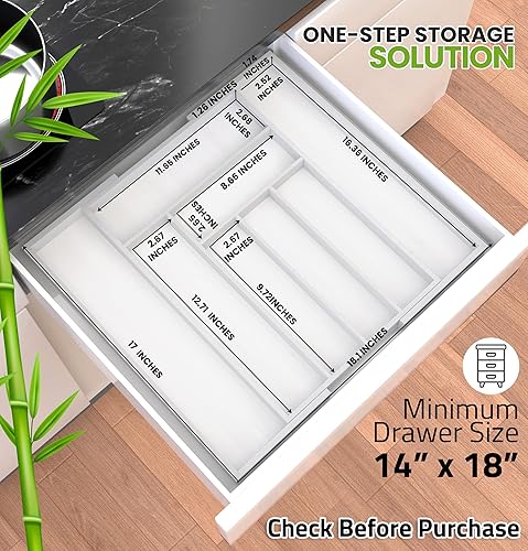 Miniatura 2 de Utopia Kitchen Organizador de cajones expandible, organizador de cajones de cocina ajustable, organizador de cajones de bambú para cocina,