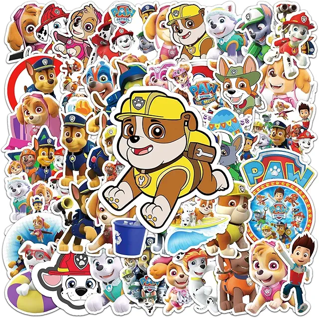 Lot de 50 autocollants Paw Patrol pour ordinateur, vélo, voiture - Stickers mignons en vinyle
