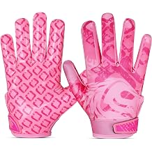 Velocity Grip Pink Football Gloves Pro Stick Receiver Gloves for Adults & Youth, Enhanced Nano Palm Grip, Breathable Stretch Fit