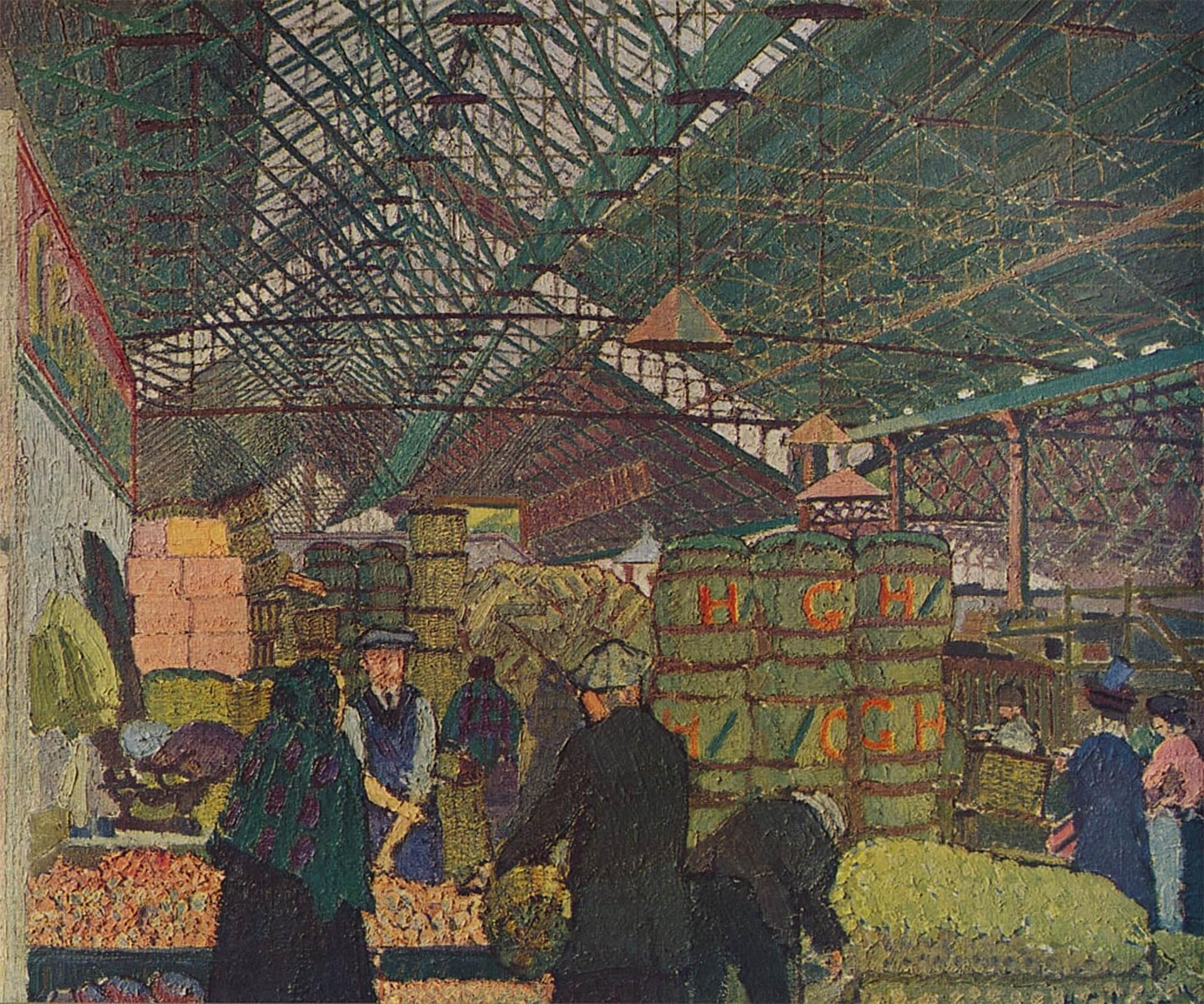 SERENDIPITP Vintage Picture Print on Canvas Wall Art Poster Leeds Market by Harold Gilman Artwork Print Poster for Wall Decor 60x90cm