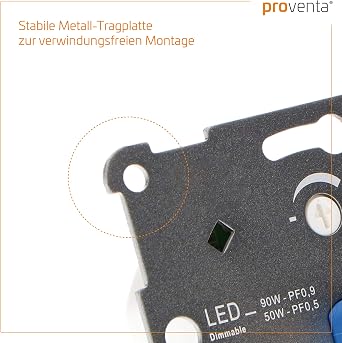 proventa 5-90W LED/5-100W Halogen Trailing Edge Dimmer for Dimmable Bulbs Compatible with Many Brands Includes Adaptor Only 24mm Height Suitable for Toggle Switches