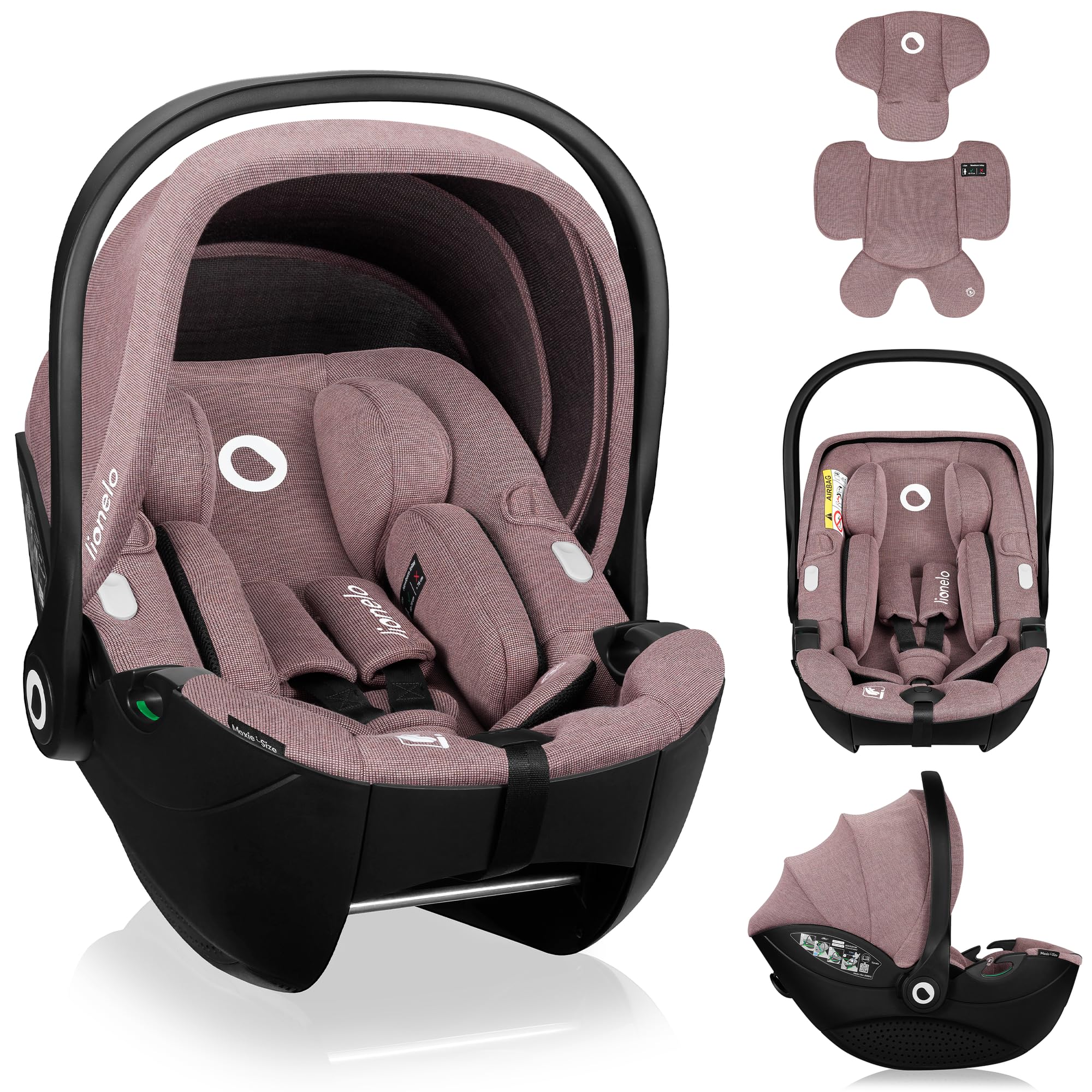 LIONELO Moxie i-Size fotelik dziecięcy 40-87 cm, fotelik dziecięcy grupa 0+, do kierunku wstecznego, zagłówek regulowany, osłona boczna, i-Size R129