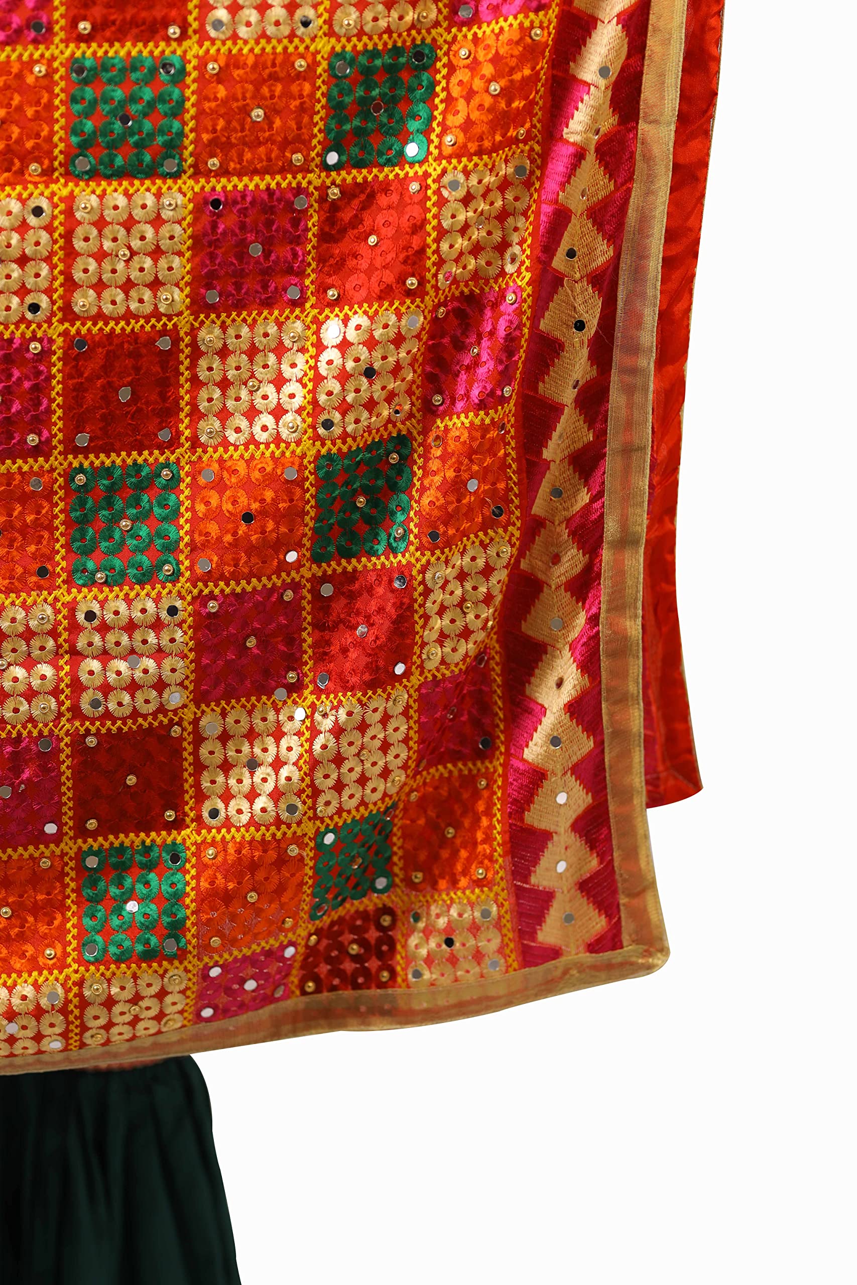 Webelkart Damen bestickte Phulkari Chiffon Dupatta | Traditioneller Punjabi-Stil | leichte ethnische Stola für Festlich & Alltag