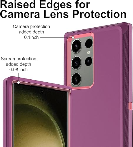 Miniatura 3 de HONG-AMY Funda para Samsung Galaxy S23 Ultra, S23 Ultra con protector de pantalla de TPU flexible autorreparable (paquete de 2), funda resistente 3